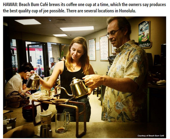 Best Coffee Shops In The US - Business Insiderに掲載されたBeach Bum Cafe